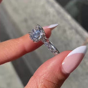 Round Brilliant Cut Moissanite Engagement Ring Hidden Halo Pave Wedding Ring Mapple Gems